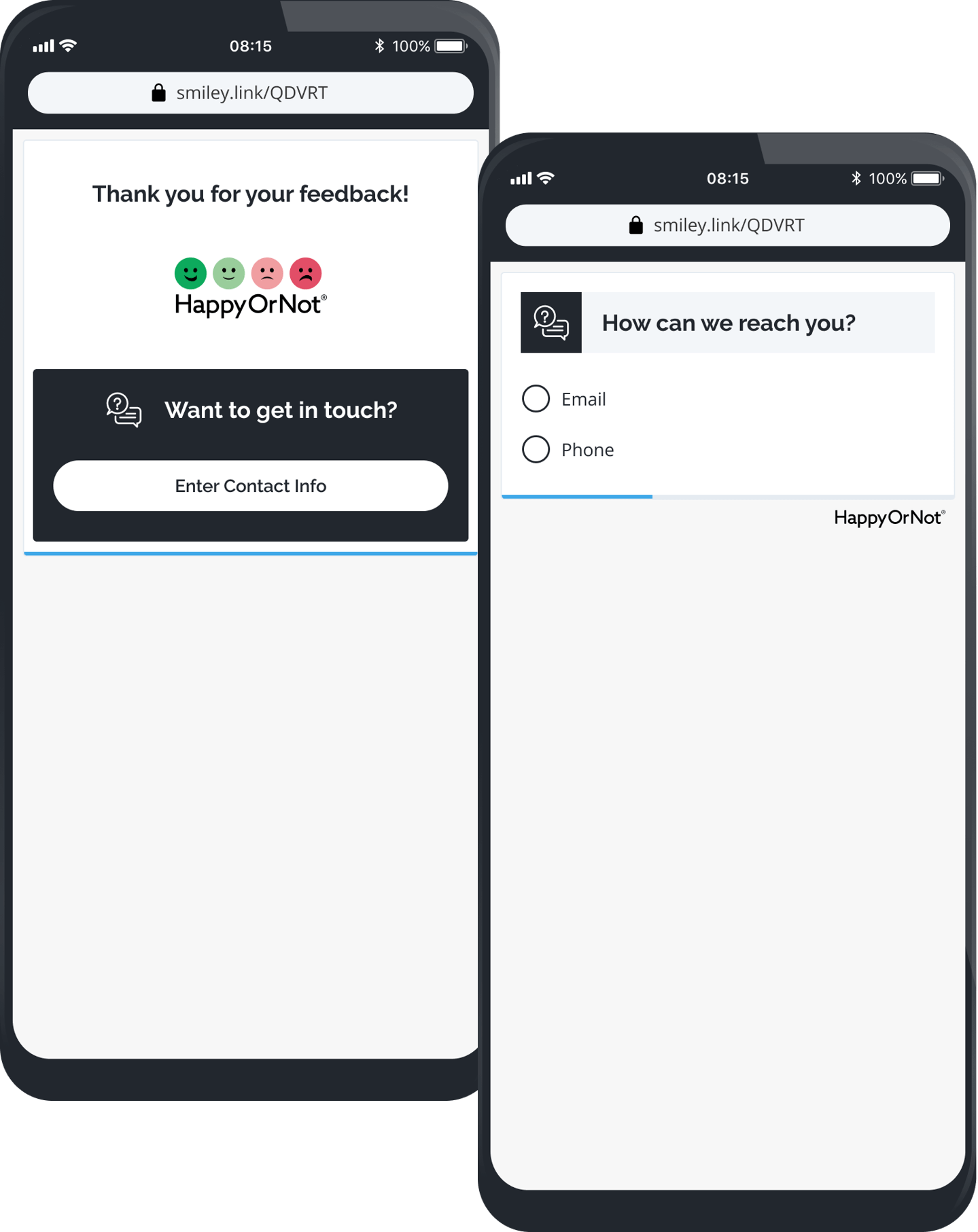 HappyOrNot Smiley Touch and Digital collecting contact details